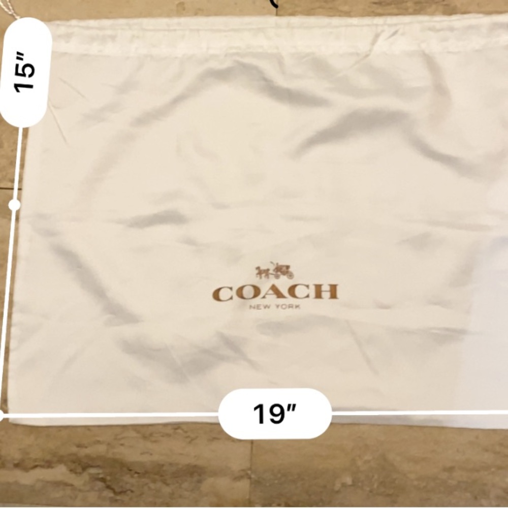 Coach drawstring dust bag in EUC 15 inches long by 19 inches wide approximately